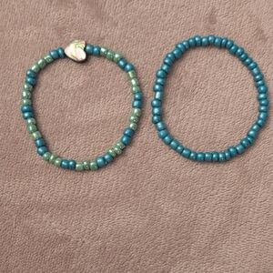 Kids Beaded Bracelet Set - Green and Blue